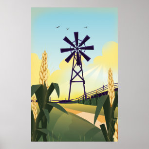 Farmyard och kvarn poster