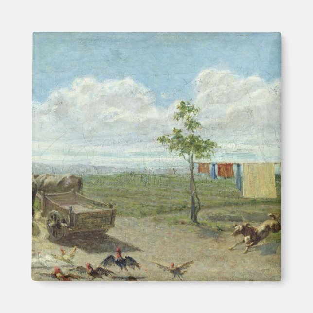 Farmyard (olja på canvas) magnet (Framsidan)