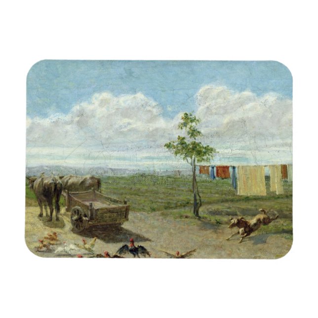Farmyard (olja på canvas) magnet (Horisontell)