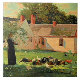 Farmyard Scene, berömd av teckningar av Winslow Ho Kakelplatta