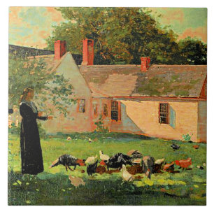 Farmyard Scene, berömd av teckningar av Winslow Ho Kakelplatta