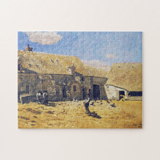 Farmyard vid Chailly Monet Fine Art Pussel (Horisontell)