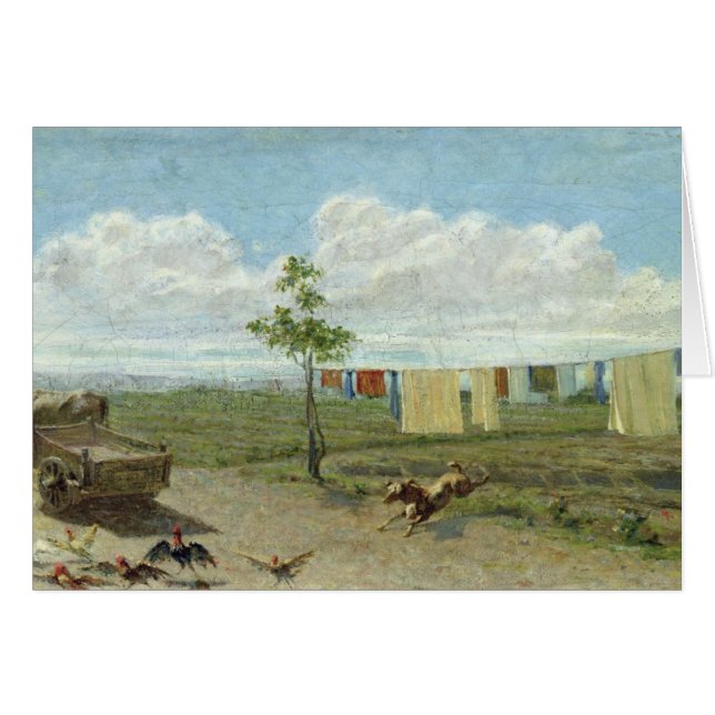 Farmyarden (olja på kanfas) hälsningskort (Framsidan Horizontal)