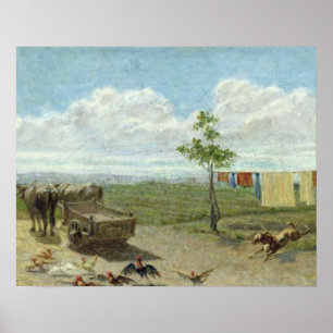 Farmyarden (olja på kanfas) poster