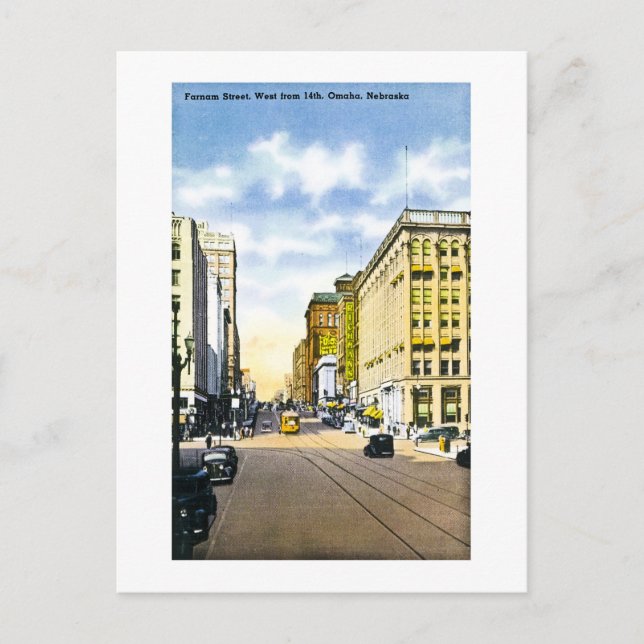 Farnam Street, väster från 14th, Omaha, Nebraska Vykort (Framsida)