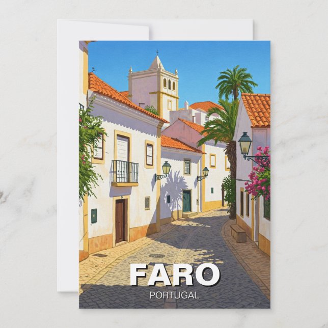 Faro Portugal Algarve Travel Julkort (Framsida)