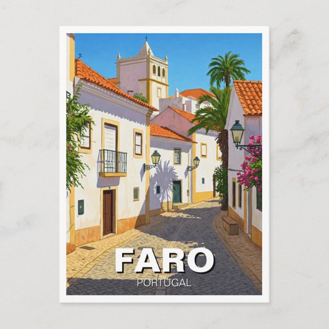 Faro Portugal Algarve Travel Vykort (Framsida)