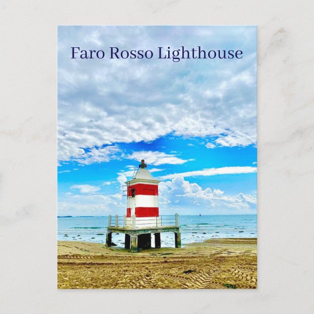 Faro Rosso Lighthouse Red Italien Postcard Vykort (Framsida)
