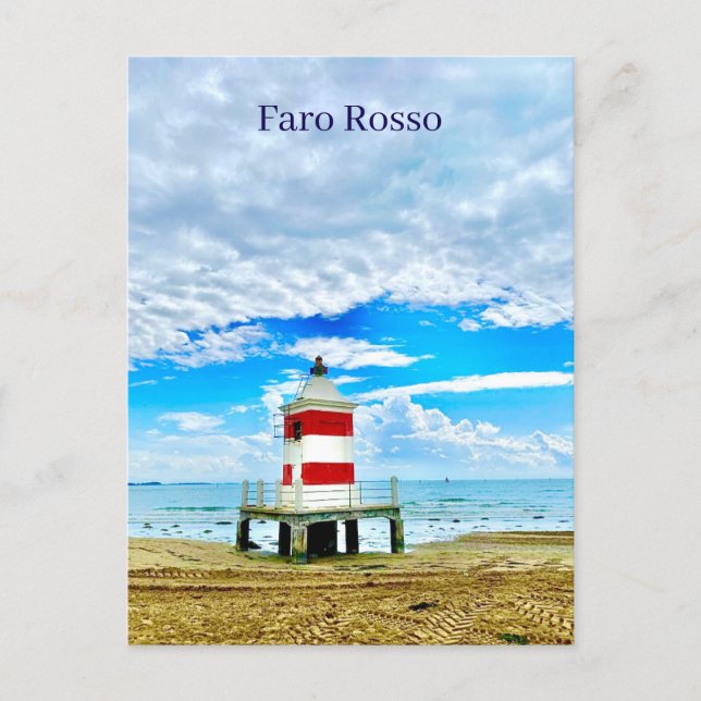 Faro Rosso Red Lighthouse Italy Postcard Vykort (Framsida)