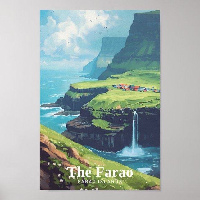 Färöarna Art Vintage resor Poster (Framsidan)