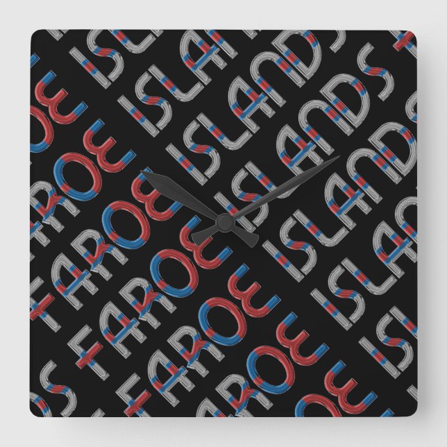 Färöarna Danmark Flagga Färg Typografi Fyrkantig Klocka (Framsida)