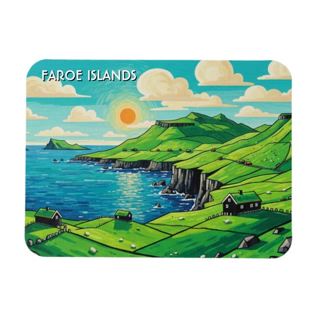 Färöarna Danmark Resa Magnet (Horisontell)