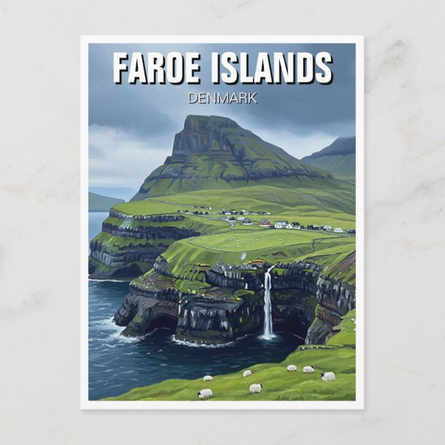 Färöarna Danmark Resa Vykort (Framsida)