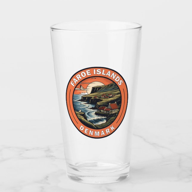 Färöarna Danmark Travel Art Badge Glaskopp (Framsida)