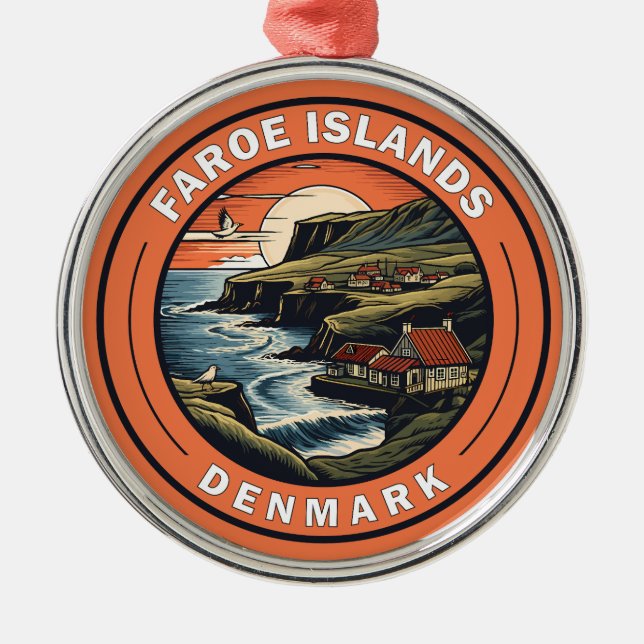 Färöarna Danmark Travel Art Badge Julgransprydnad Metall (Framsidan)
