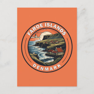 Färöarna Danmark Travel Art Badge Vykort