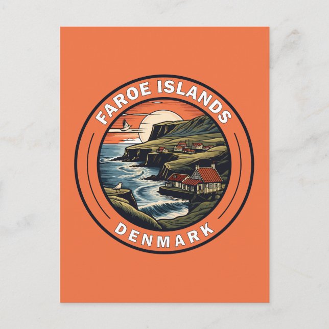 Färöarna Danmark Travel Art Badge Vykort (Framsida)