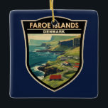 Färöarna Danmark Travel Art Vintage Julgransprydnad Keramik<br><div class="desc">Färöarna i en vektorkonst stil. Färöarna är en självstyrande ögrupp,  en del av Konungariket Danmark. Den omfattar 18 klippiga,  vulkaniska öar.</div>