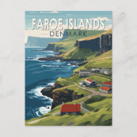 Färöarna Danmark Travel Art Vintage
