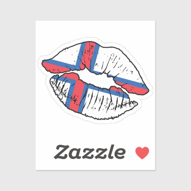 Färöarna Färöarna Lipstick Kärlek Flagga Klistermärken (Ark)