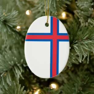 Färöarna flagga (DANMARK) Julgransprydnad Keramik