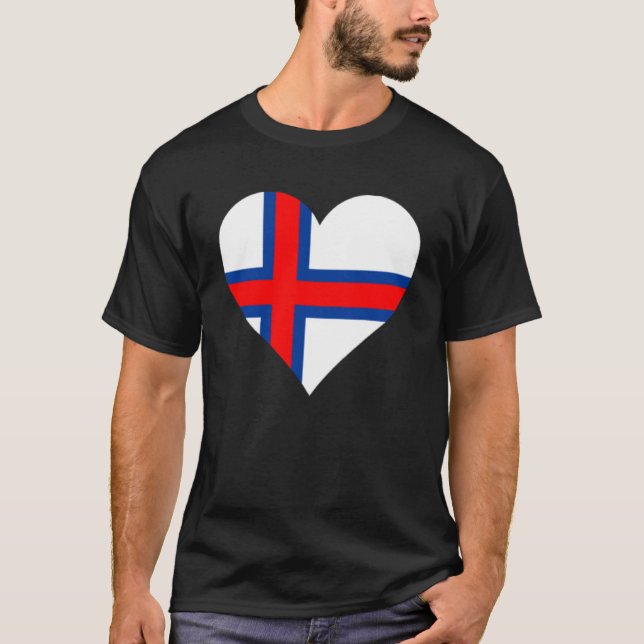 Färöarna Flagga Heart Färöarna Kärlek Färöarna T Shirt (Framsida)