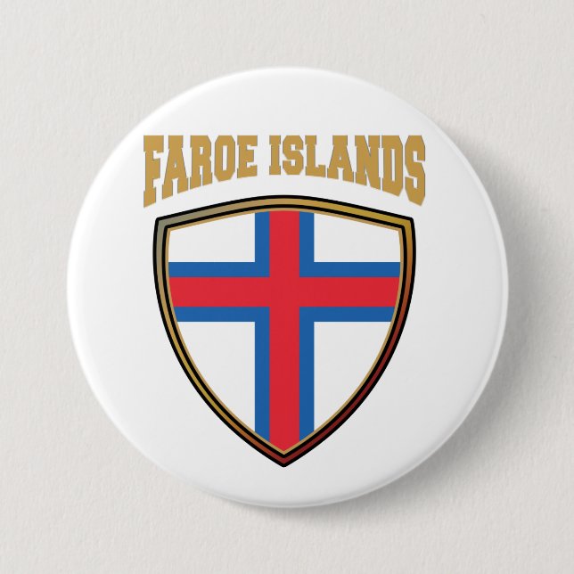 Färöarna Flagga Shield Knapp (Framsida)