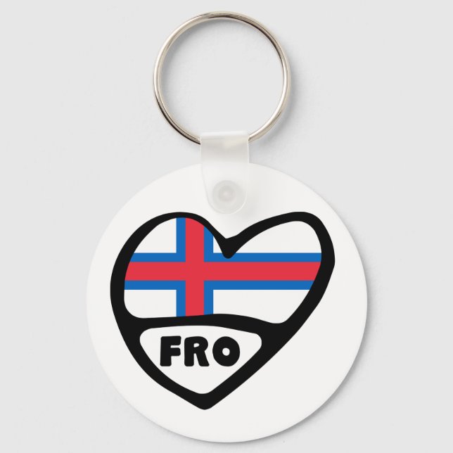 Färöarna Land Code Flagga Heart Nyckelring, FRO Nyckelring (Framsida)