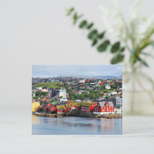 Färöarna, panoramisk syn på Torshavn, kort