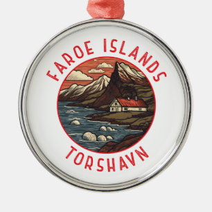 Färöarna Tórshavn Retro Distress Circle Julgransprydnad Metall