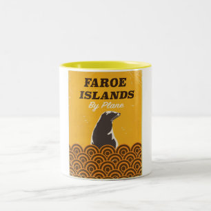 Färöarna vintage resor poster Två-Tonad mugg