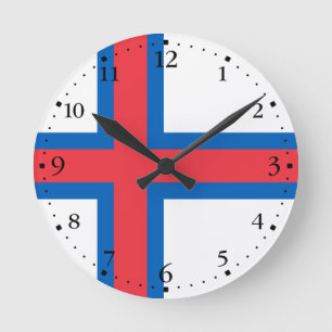 Färöarnas flagga rund klocka