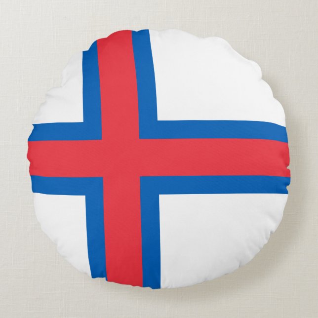 Färöarnas flagga rund kudde (Framsidan)