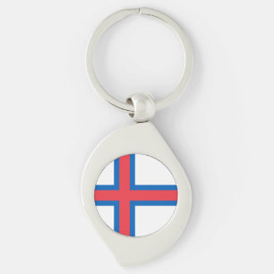 Färöarnas flagga swirl silverfärgad nyckelring