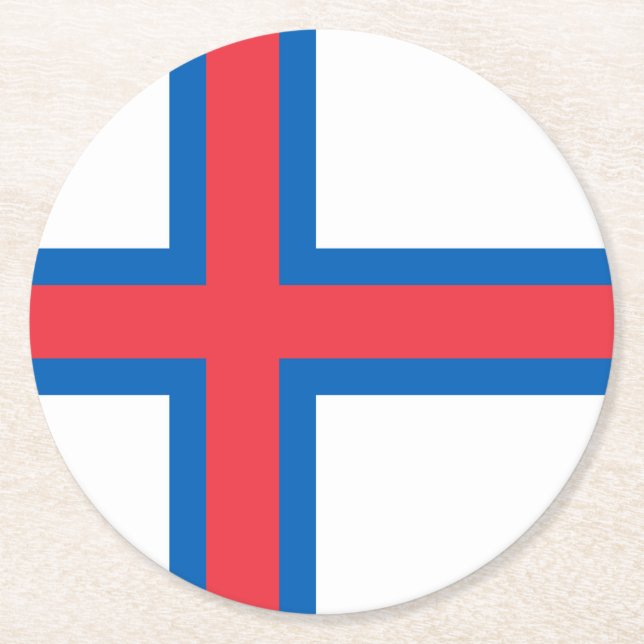 Färöarnas flagga underlägg papper rund (Framsidan)