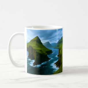 Färöarnas havsklippor kaffemugg