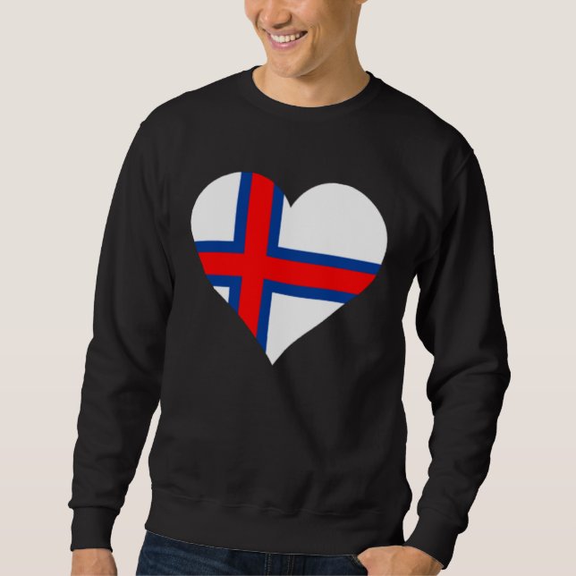 Faroe Islands Flag Heart Faroe Islands Love Faroe  Lång Ärmad Tröja (Framsida)