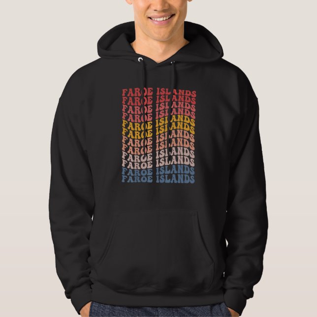 Faroe Islands Groovy Retro Faroese Hoodie (Framsida)