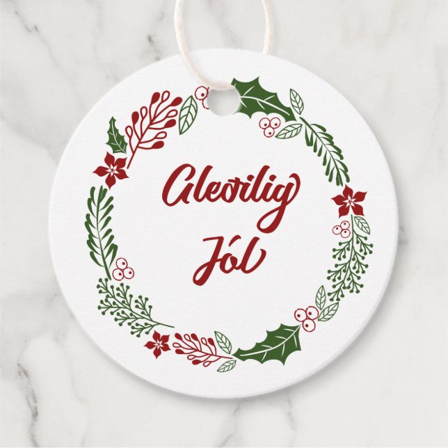 Färöiska God jul, Gleðilig Jól, Anpassningsbar Gåvor Etiketter (Framsida)