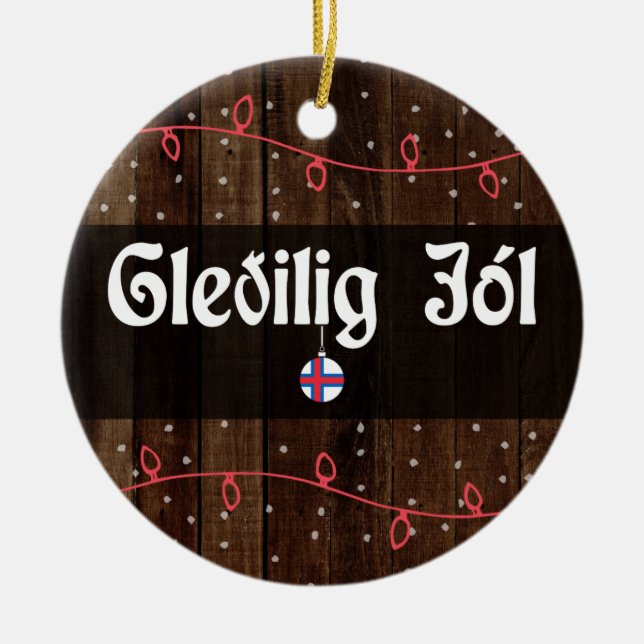 Färöiska God jul, Gleðilig jól Rustic Stil Julgransprydnad Keramik (Framsidan)