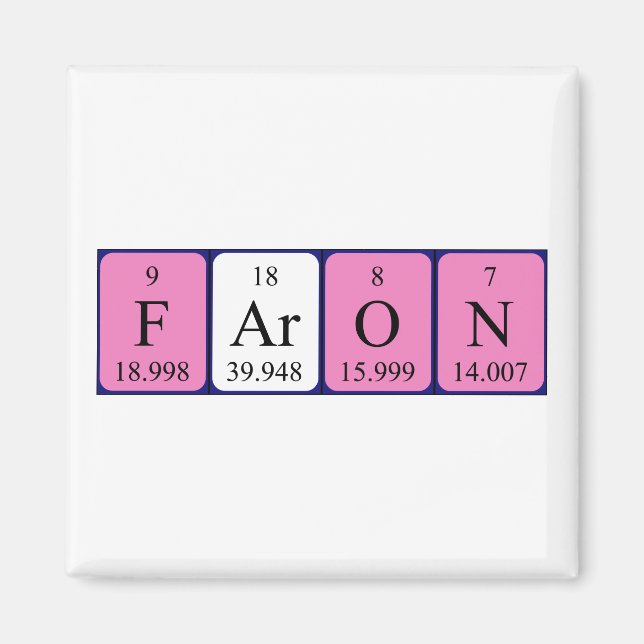 Faron periodiskt återkommande magnet bord namn (Framsidan)