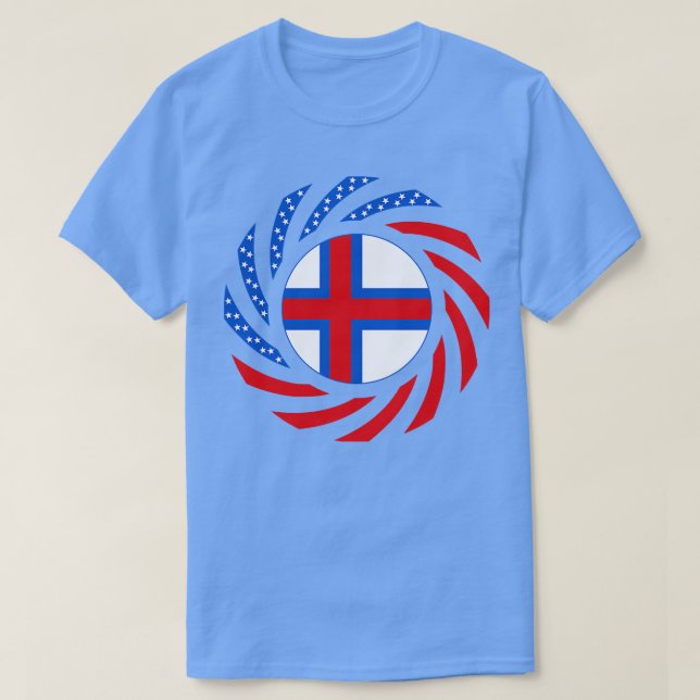 Faroöarna American Multinational Patriot Flagga T Shirt (Design framsida)