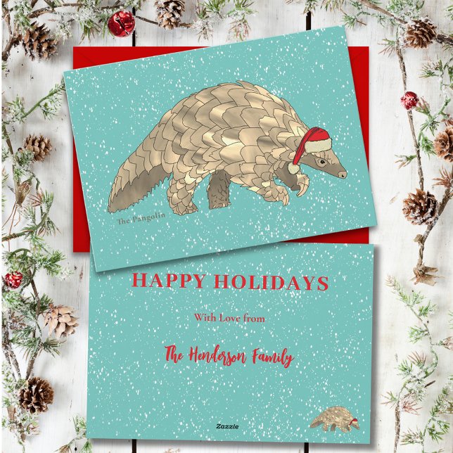 Faror som är utrotningshotade i Pangolin Cute Jula Julkort (Pangolin christmas custom holiday card)