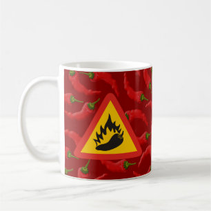 Faroskylt för hett pepparpeppar kaffemugg