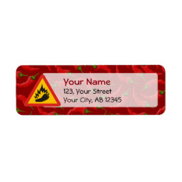 Faroskylt för hett pepparpeppar returadress etikett