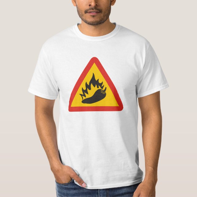 Faroskylt för hett pepparpeppar tee shirt (Framsida)