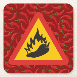 Faroskylt för hett pepparpeppar underlägg papper kvadrat