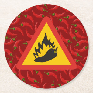 Faroskylt för hett pepparpeppar underlägg papper rund