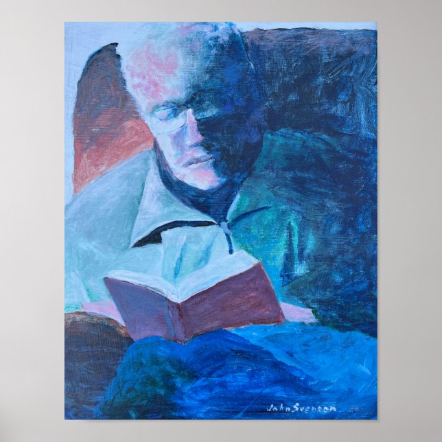 Farpa Reading gamle man med bok Poster (Framsidan)