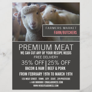 Fårporträtt, bonde & slaktare reklam reklamblad